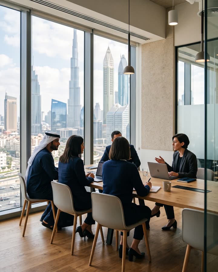 The team at the table in Business Bay