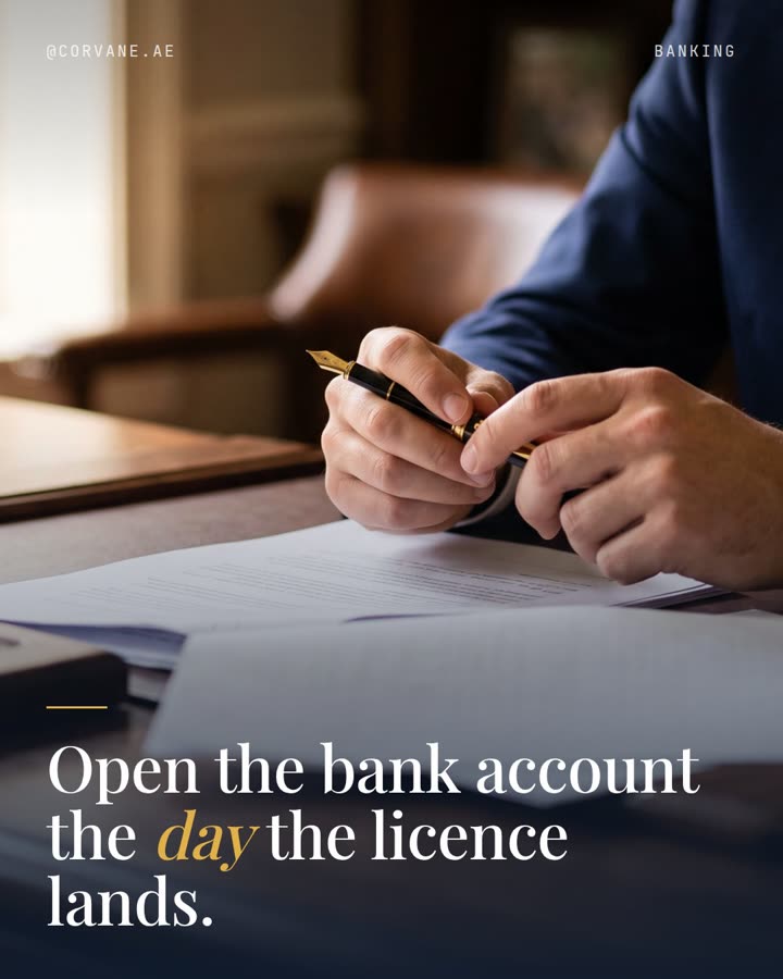 Open the bank account the day the licence lands.