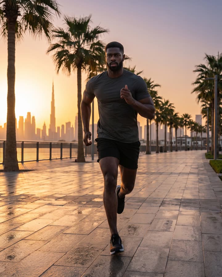 Idris on an early run